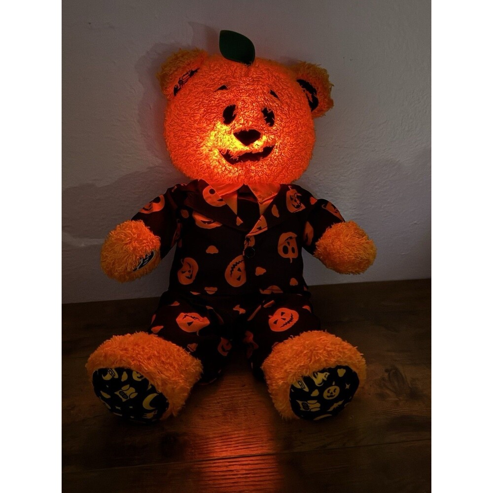 Build A Bear Halloween Plush Jack O Lantern Suit Pumpkin Lights up *Tested* 17"